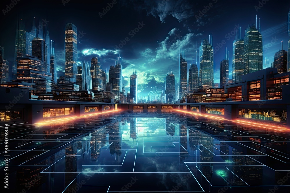 Obraz premium Futuristic Digital Cyberspace