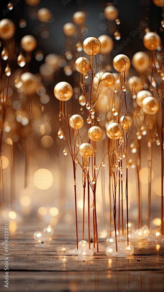 gold balls on a chandelier by person gold balls on a chandelier by person