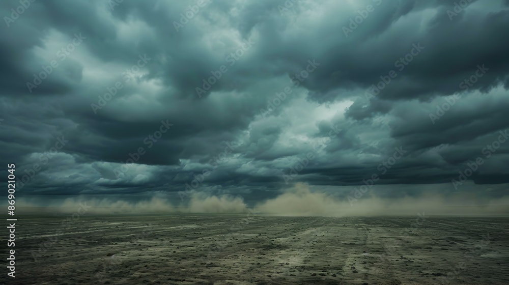 Obraz premium Dark clouds over empty fields