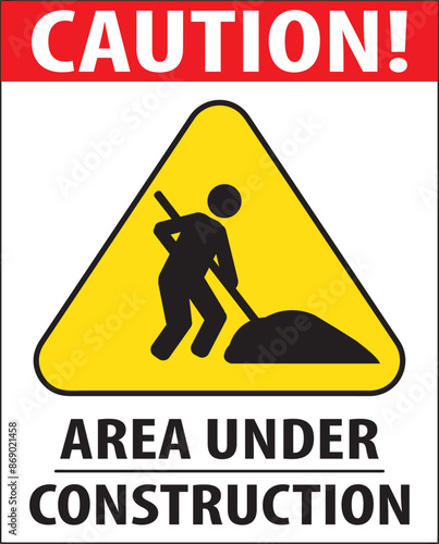 Under construction area caution sign vector.eps