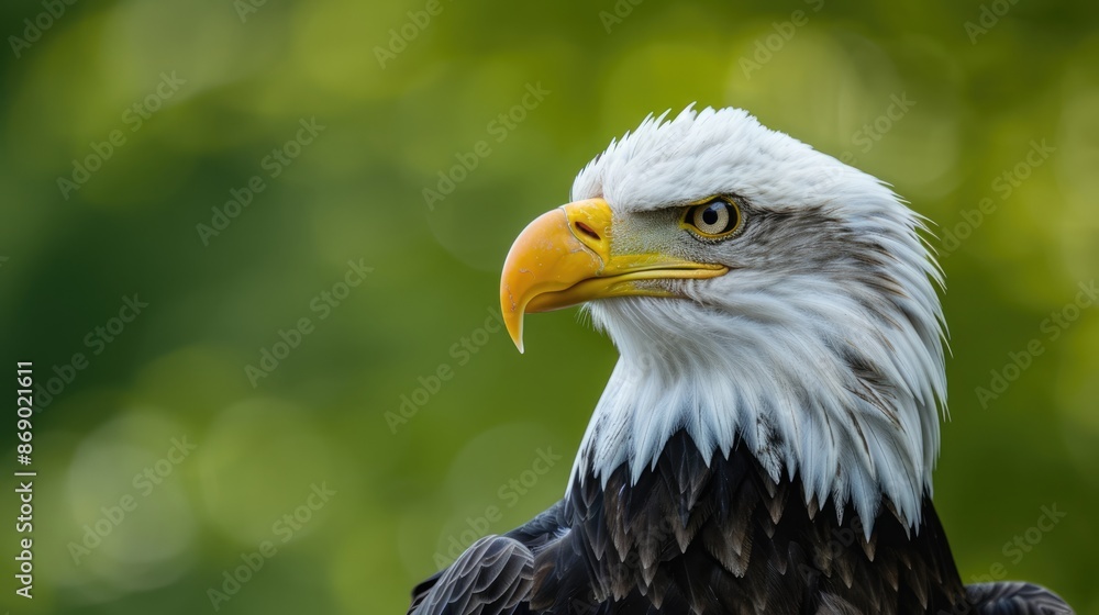 close up view of the head and shoulders of an eagle