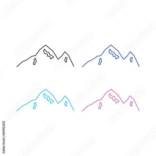 Mountains Peak Hills Resort Sign Symbol Logo Vector