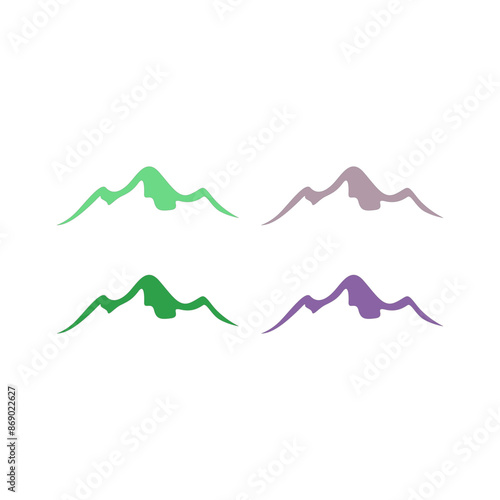 Mountains Peak Hills Resort Sign Symbol Logo Vector
