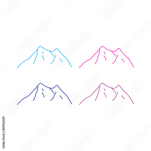 Mountains Peak Hills Resort Sign Symbol Logo Vector