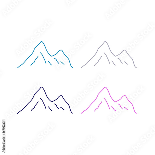 Mountains Peak Hills Resort Sign Symbol Logo Vector