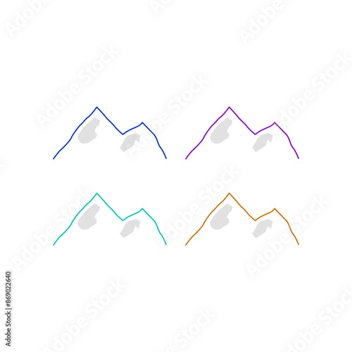 Mountains Peak Hills Resort Sign Symbol Logo Vector