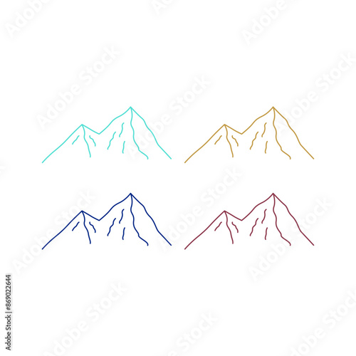 Mountains Peak Hills Resort Sign Symbol Logo Vector