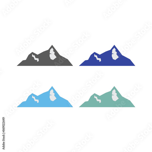 Mountains Peak Hills Resort Sign Symbol Logo Vector