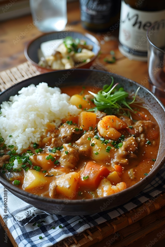 A bowl of Japanese curry with rice A bowl of Japanese curry with rice