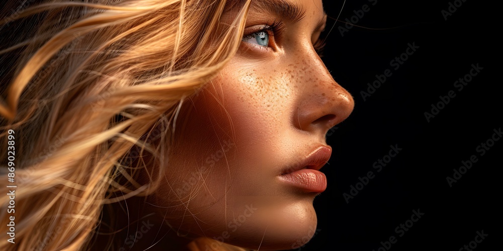 portrait of a beautiful woman with freckles and blonde hair portrait of a beautiful woman with freckles and blonde hair