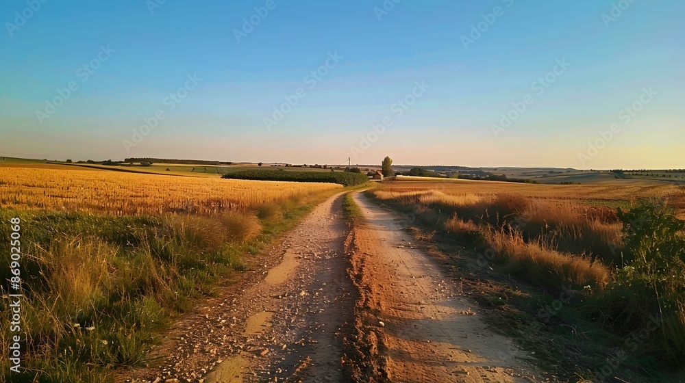 A dirt road passing through the countryside image A dirt road passing through the countryside image