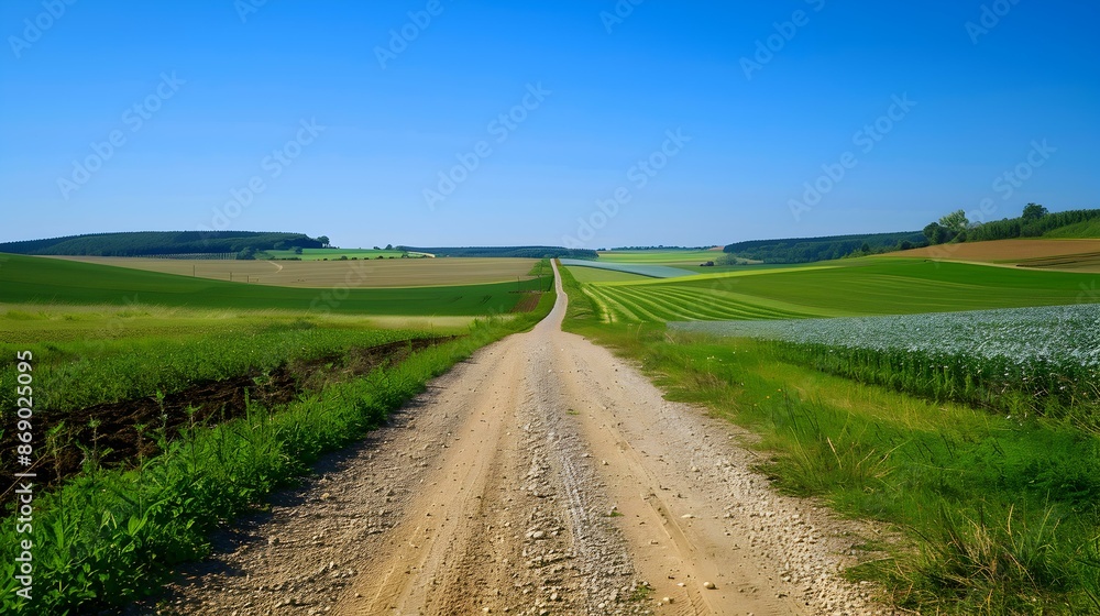 A dirt road passing through the countryside A dirt road passing through the countryside