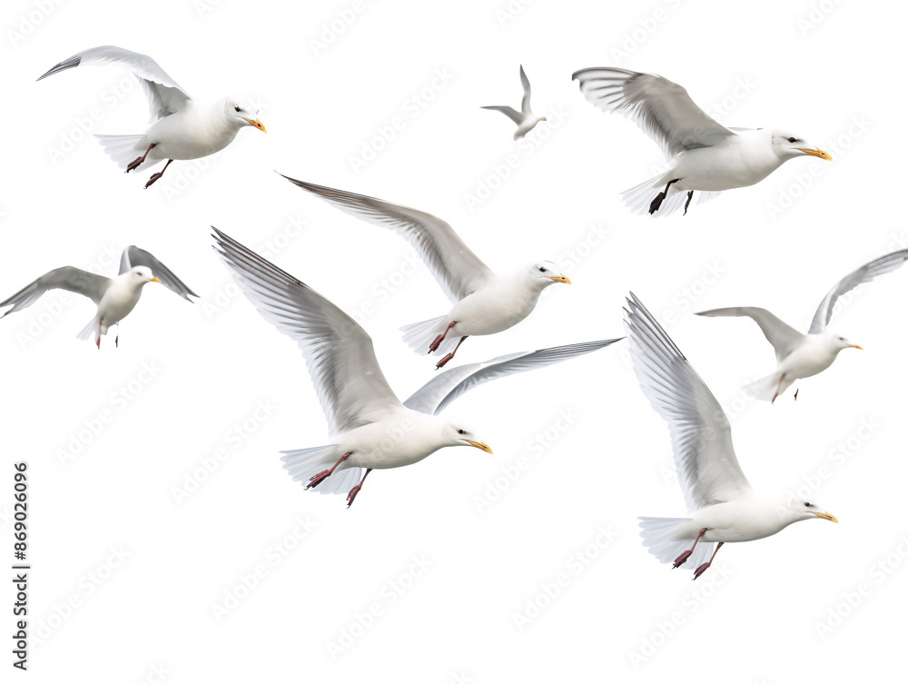 Fototapeta premium a group of white birds flying