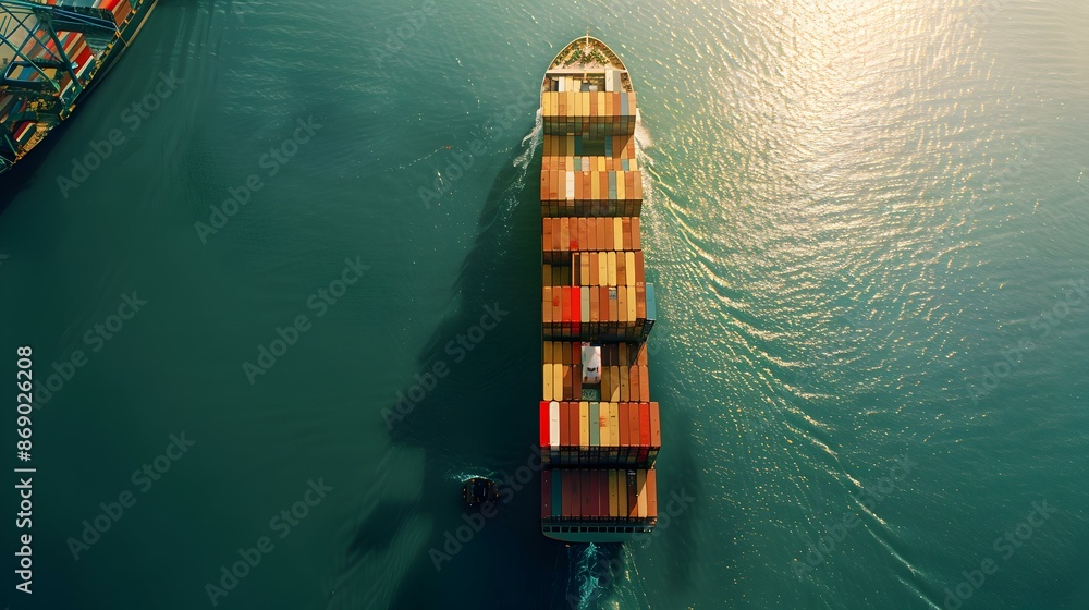 Container ship top view Container ship top view