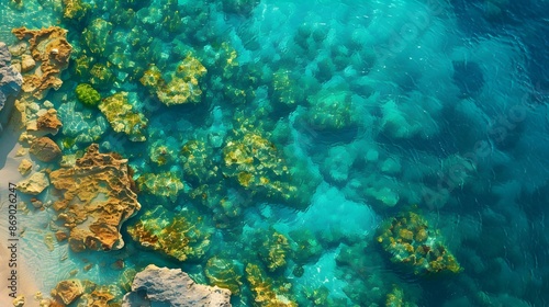 The coral reef visible through the crystal img © Yelena