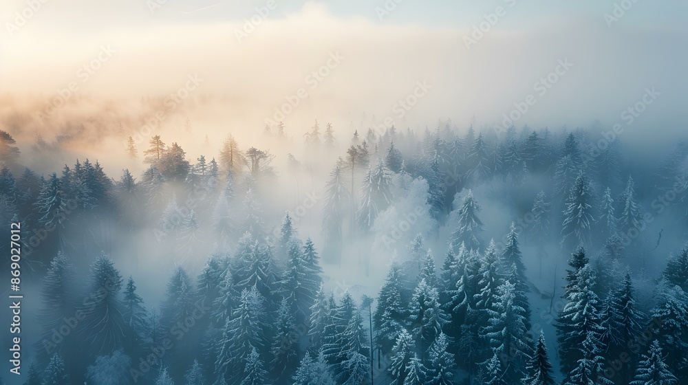 Fototapeta premium Landscape of a snow-covered forest image