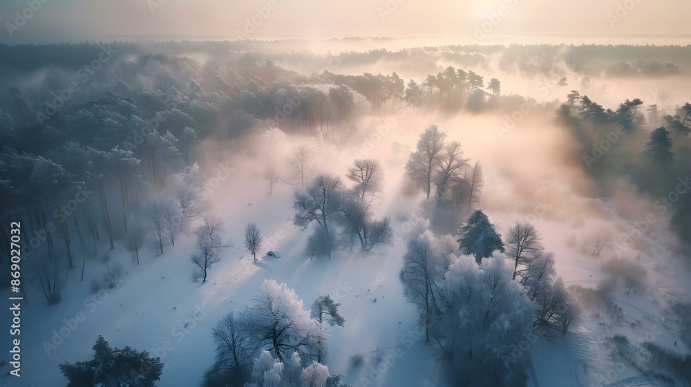 Fototapeta premium Landscape of a snow-covered forest picture