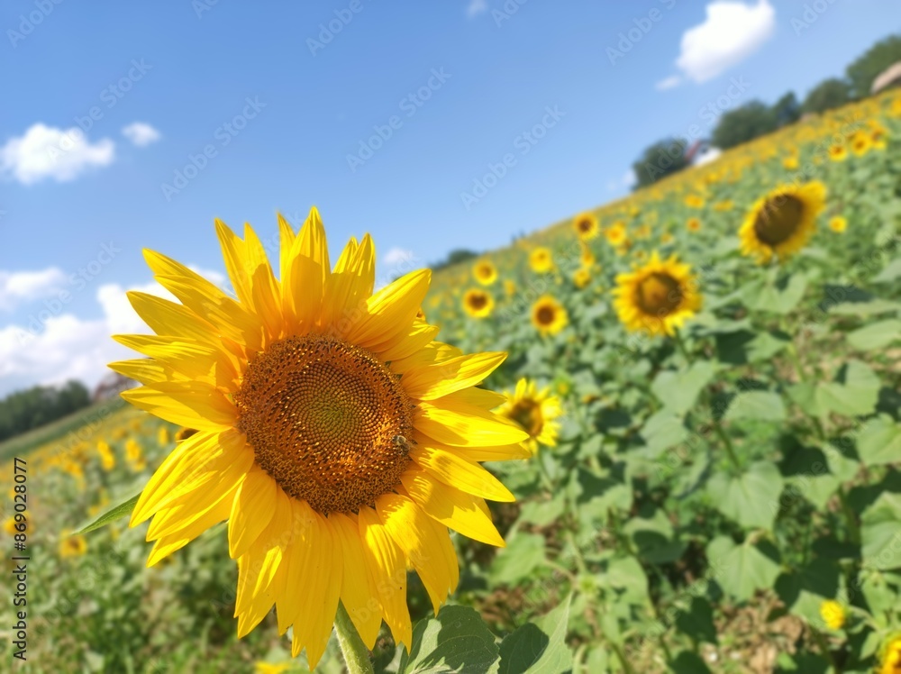 Beautiful sunflower in the field on a sunny day Beautiful sunflower in the field on a sunny day
