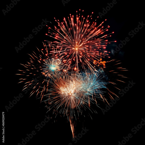 fire works in the sky with black background