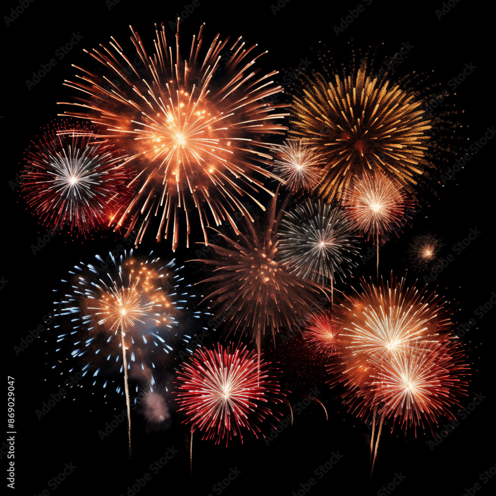 Naklejka premium fire works in the sky with black background