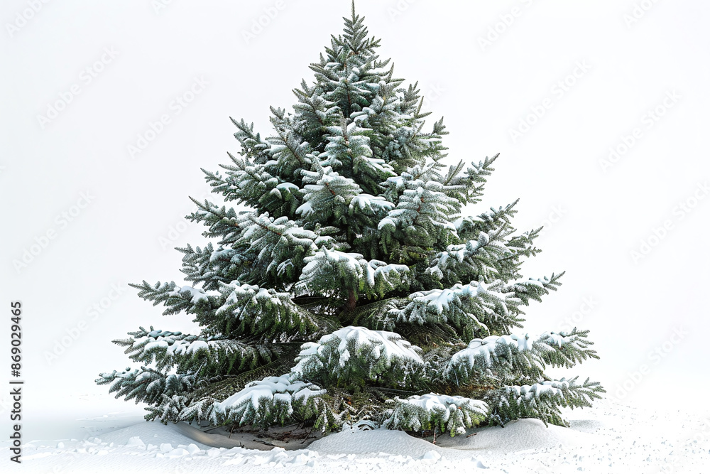 natural christmas tree with snow isolated against white background natural christmas tree with snow isolated against white background