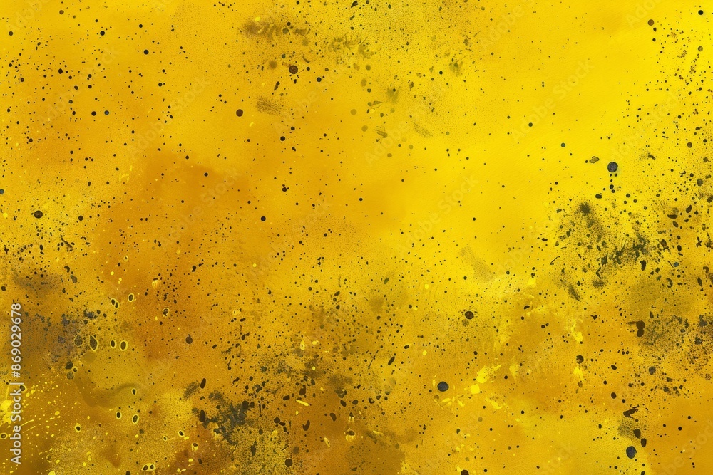 Abstract golden texture with black splatter on yellow backdrop Abstract golden texture with black splatter on yellow backdrop