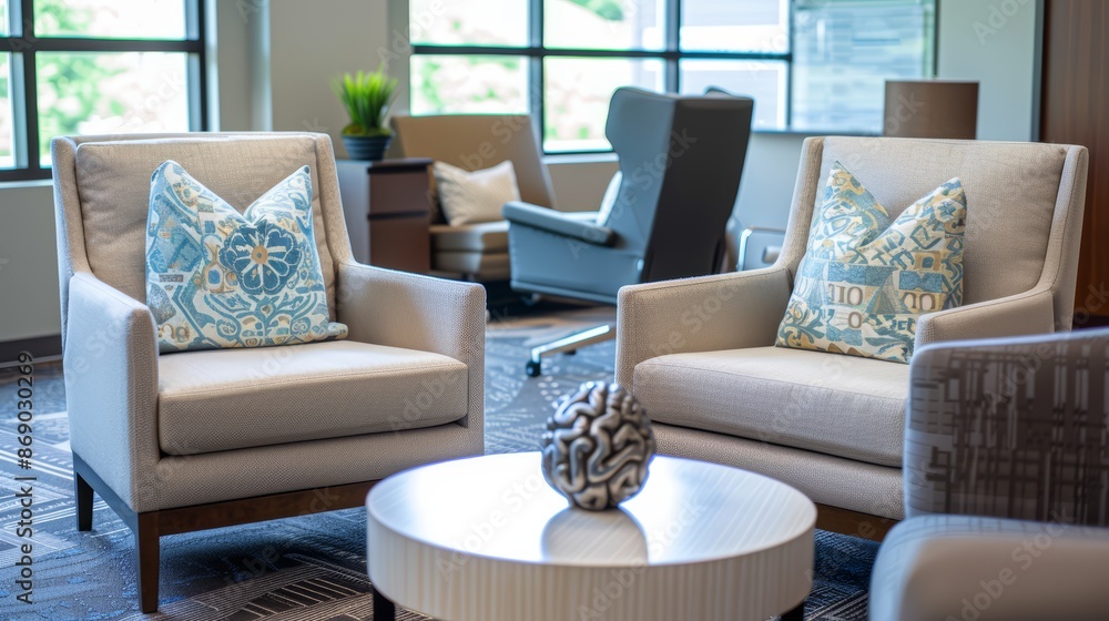 Fototapeta premium Modern Office Waiting Area with Comfortable Seating
