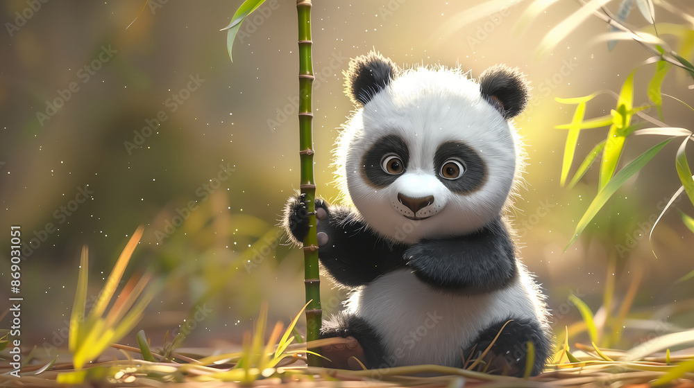 Cute Chinese giant panda and bamboo forest, panda baby sitting wallpaper Cute Chinese giant panda and bamboo forest, panda baby sitting wallpaper