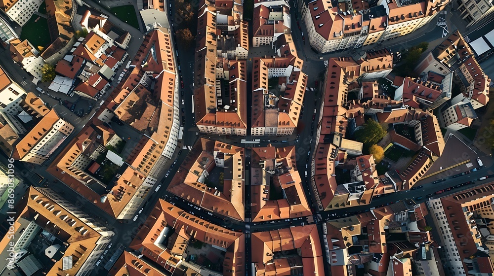 Top view of the entire city of Augsburg Aerial view of Augsburg city center : Generative AI Top view of the entire city of Augsburg Aerial view of Augsburg city center : Generative AI