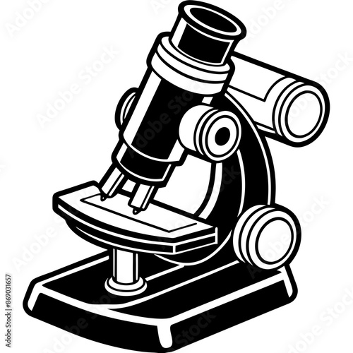 illustration of a microscope vector silhouette logo icons.