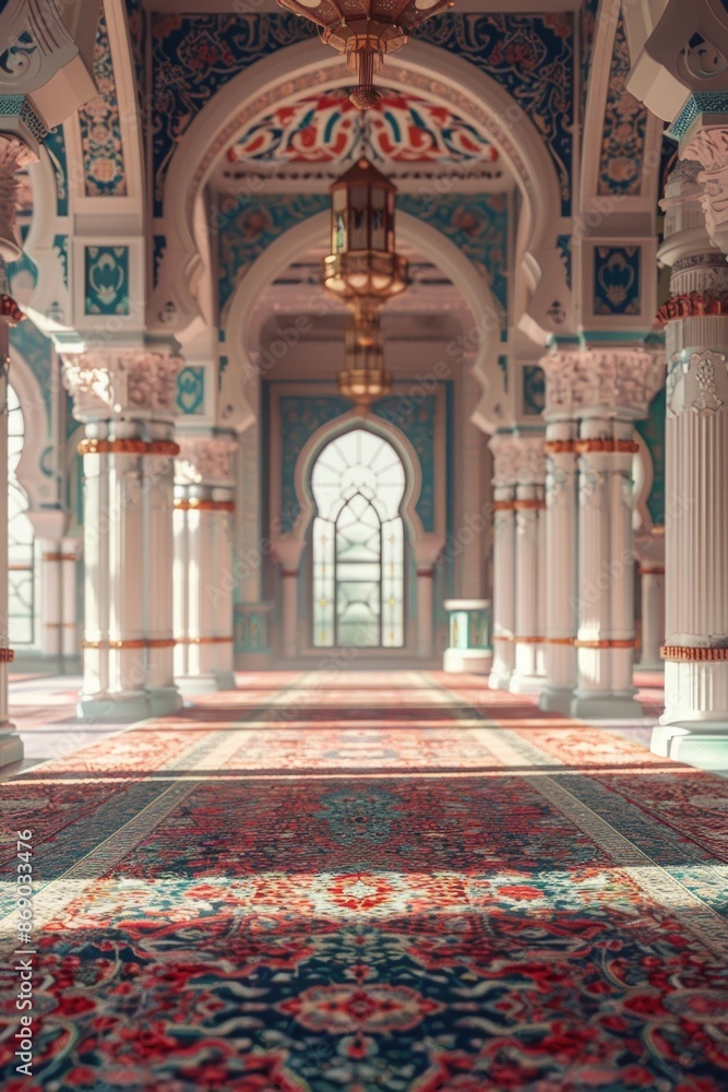 Fototapeta premium Office space with columns and carpet