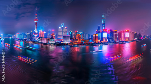 Shanghai Bund Night View, Light Show, City Night View, Shanghai Travel, Ocean view at shanghai photo