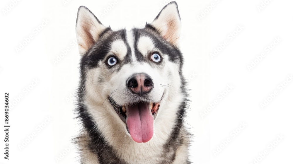 A dog with a tongue sticking out and a blue eye A dog with a tongue sticking out and a blue eye