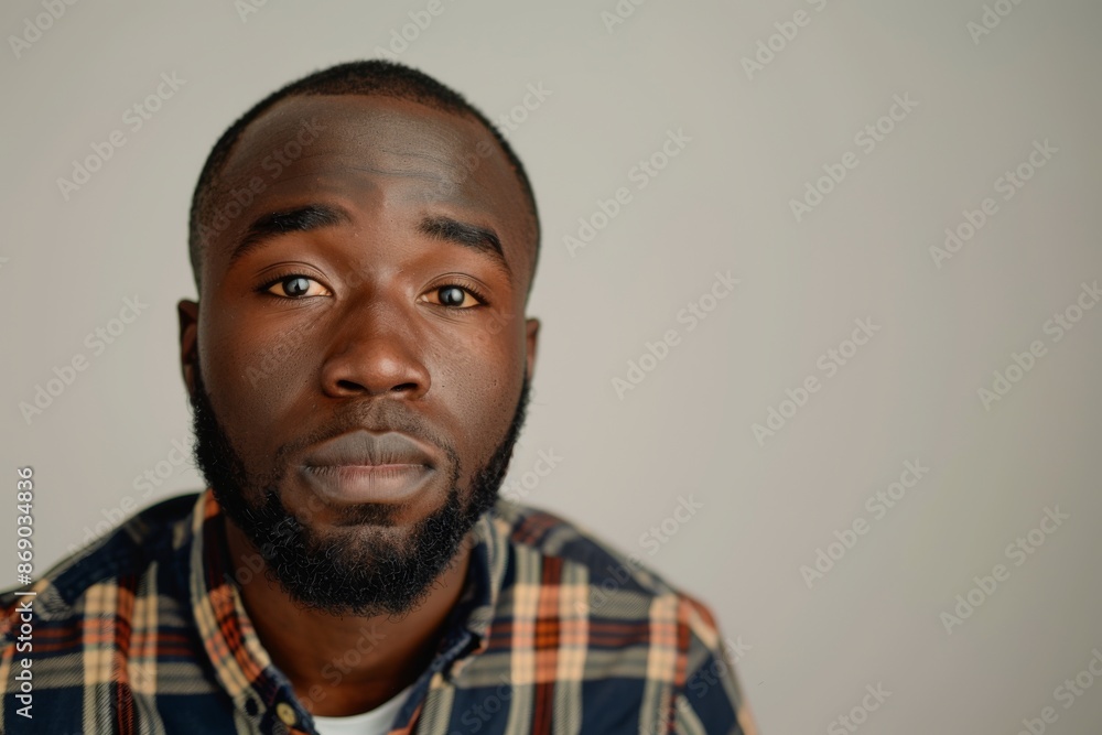 Obraz premium portrait of adult Black man looking at camera in studio