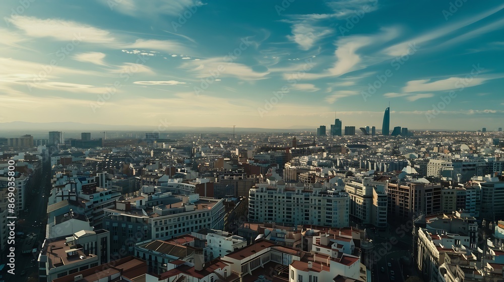Obraz premium Madrid centre arial drone cityscape : Generative AI