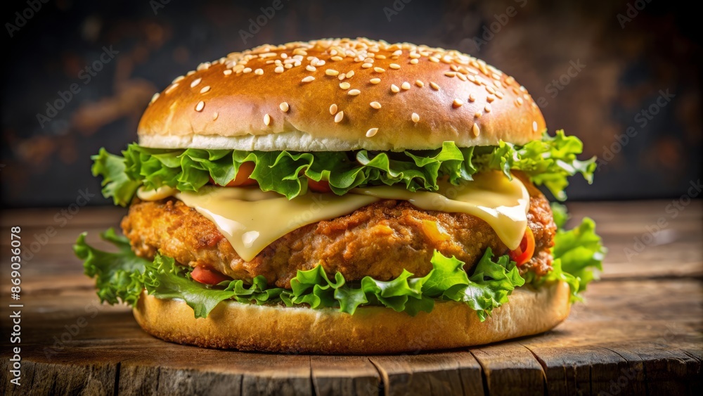 Crispy golden brown chicken fillet sizzles in a hot skillet with a grilled chicken breast background, surrounded by herbs. Crispy golden brown chicken fillet sizzles in a hot skillet with a grilled chicken breast background, surrounded by herbs.