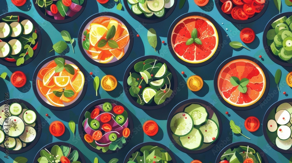 Fototapeta premium Colorful and Fresh Salads