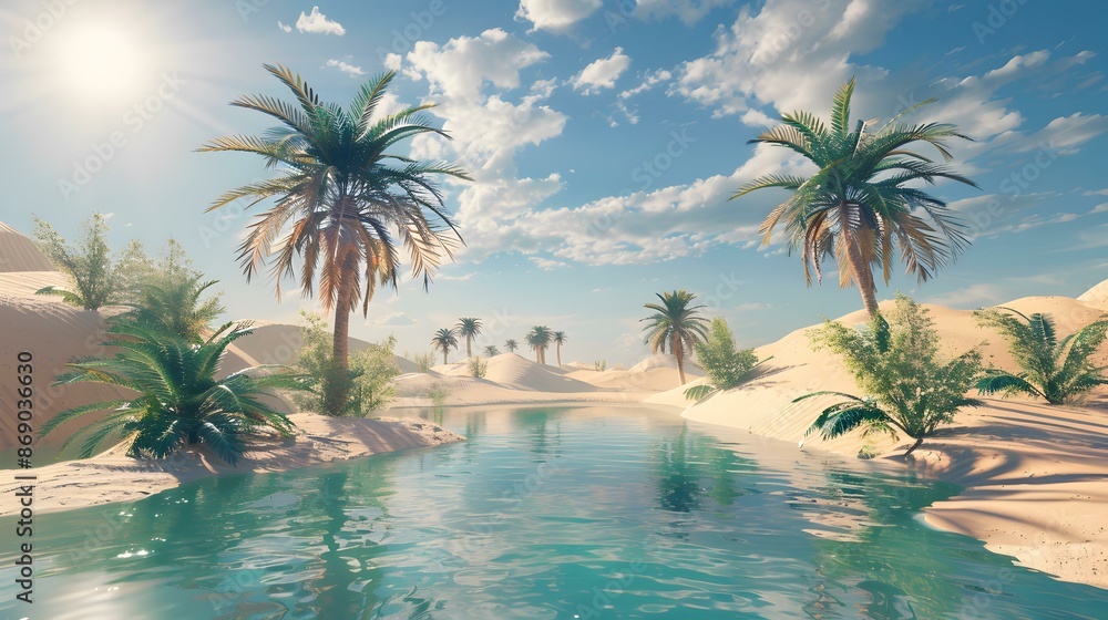 A desert oasis with palm trees picture A desert oasis with palm trees picture