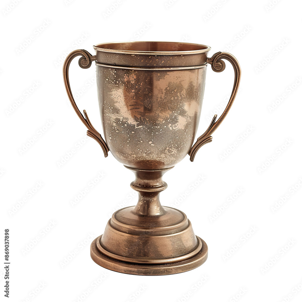 Antique gold trophy cup with handles, cut out Antique gold trophy cup with handles, cut out