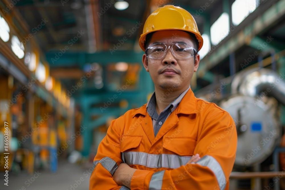 Portrait of a Professional Asian Heavy Industry Engineer Worker Wearing Safety Uniform Portrait of a Professional Asian Heavy Industry Engineer Worker Wearing Safety Uniform