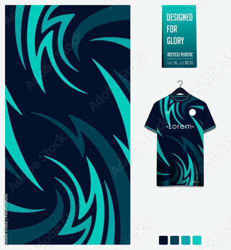 soccer jersey fabric textile pattern design for football kit, sport t-shirt mockup for football club. Uniform front view. Abstract pattern for sport background. Psychedelic pattern.