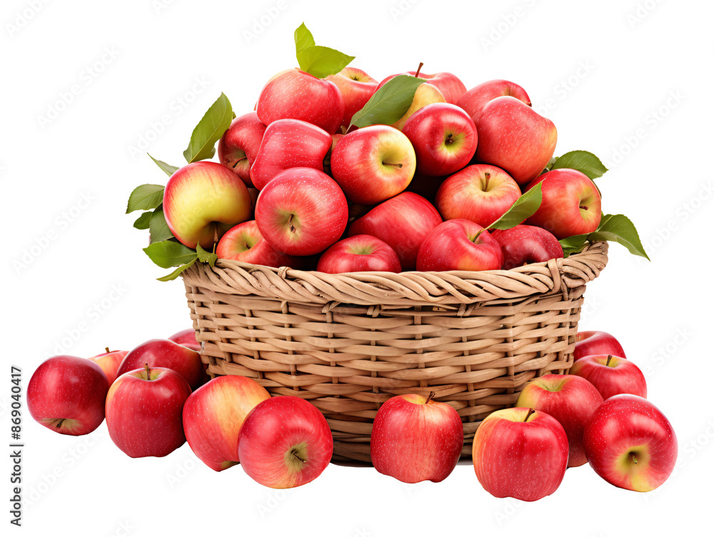 a basket of apples with leaves a basket of apples with leaves