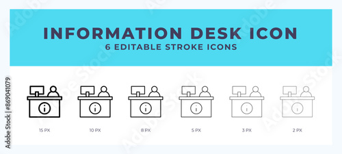 Information desk icon vector illustration. With editable stroke for web. App and more.