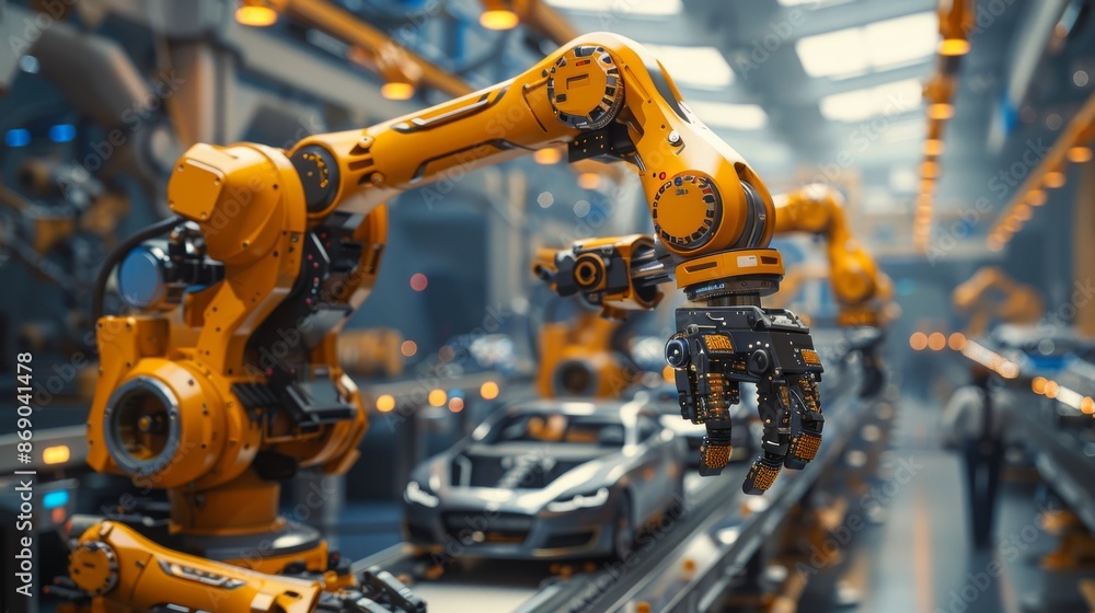Mechanical Precision: Robotic Arms Assembling Car Parts at the Museum of Industry and Technology Mechanical Precision: Robotic Arms Assembling Car Parts at the Museum of Industry and Technology