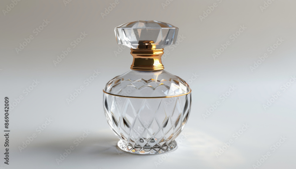 Crystal Perfume Bottle with Golden Accents Crystal Perfume Bottle with Golden Accents