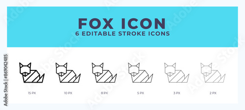 Fox icon. Regular line. Thin line. Bold line. Vector illustration.