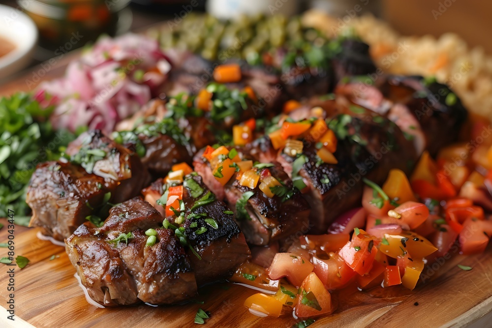 Grilled Steak with Red Onion, Yellow Peppers and Cilantro Grilled Steak with Red Onion, Yellow Peppers and Cilantro