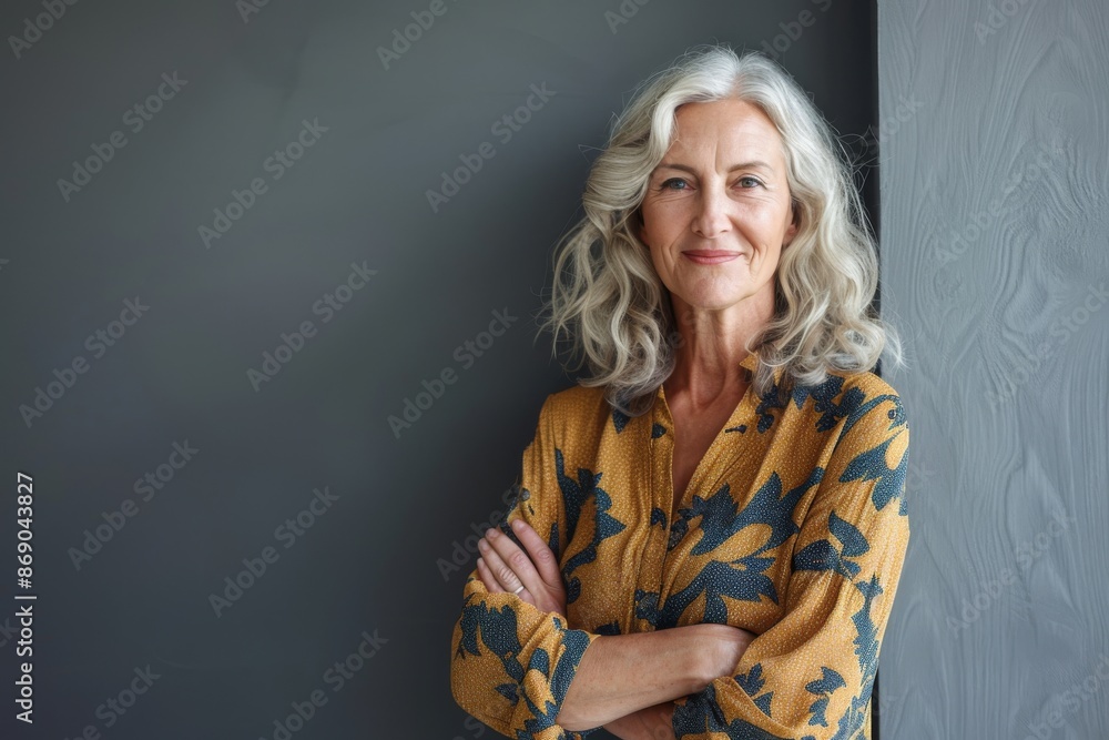 Portrait of confident smiling middle aged woman with crossed arms Portrait of confident smiling middle aged woman with crossed arms