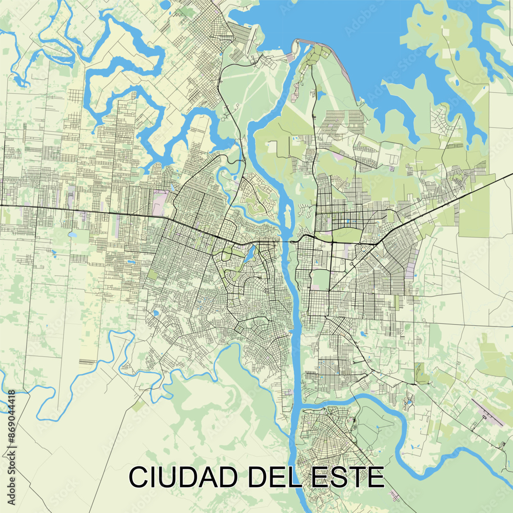 Fototapeta premium Ciudad del Este , Paraguay map poster art