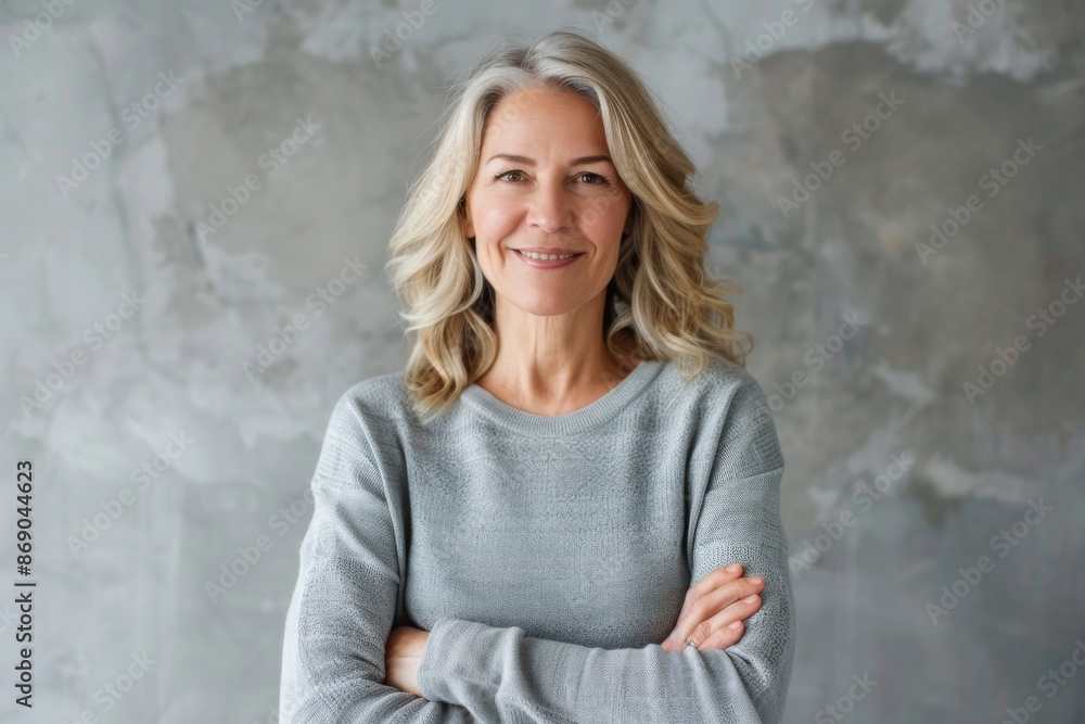 Portrait of confident smiling middle aged woman with crossed arms Portrait of confident smiling middle aged woman with crossed arms
